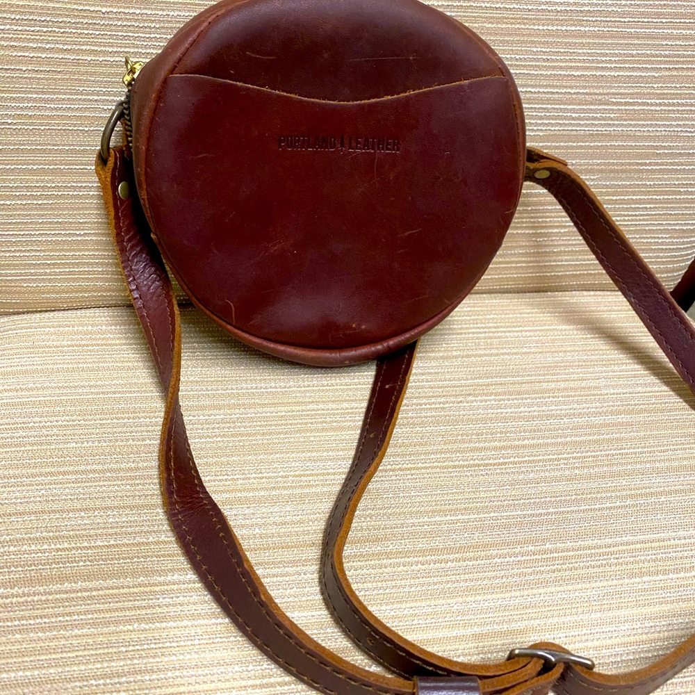Portland Leather Small Circle Crossbody - Cognac